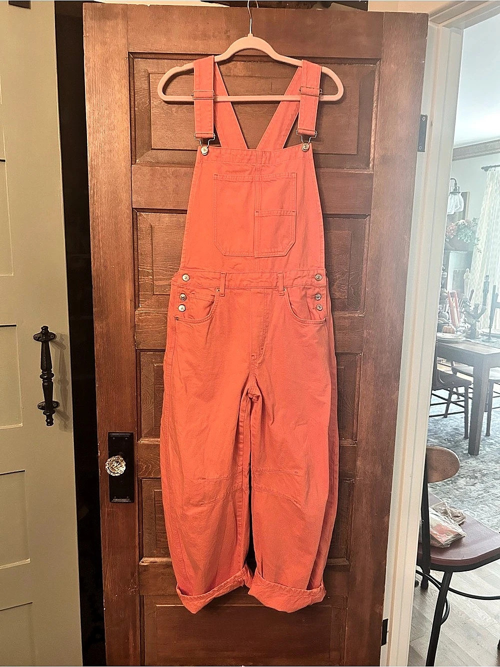Free People We The Free Good Luck Denim Overalls Orange